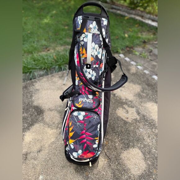 PING HOOFER Lite Black Floral Tropic Hawaii Multi Color Stand Golf Bag Divider - Picture 1 of 15